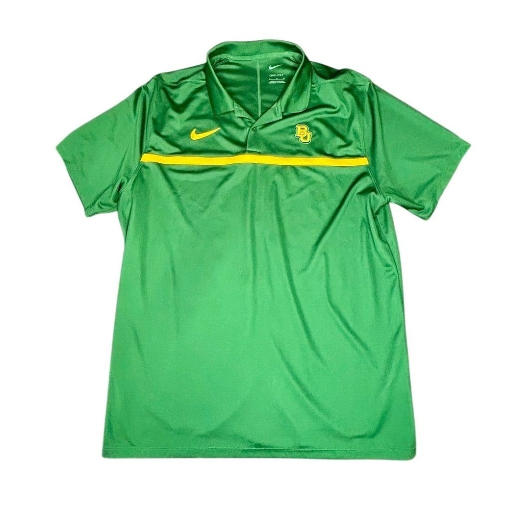Nike Baylor Bears Men's Polo Shirt Green Size‎ L Dri-FIT Short Sleeve